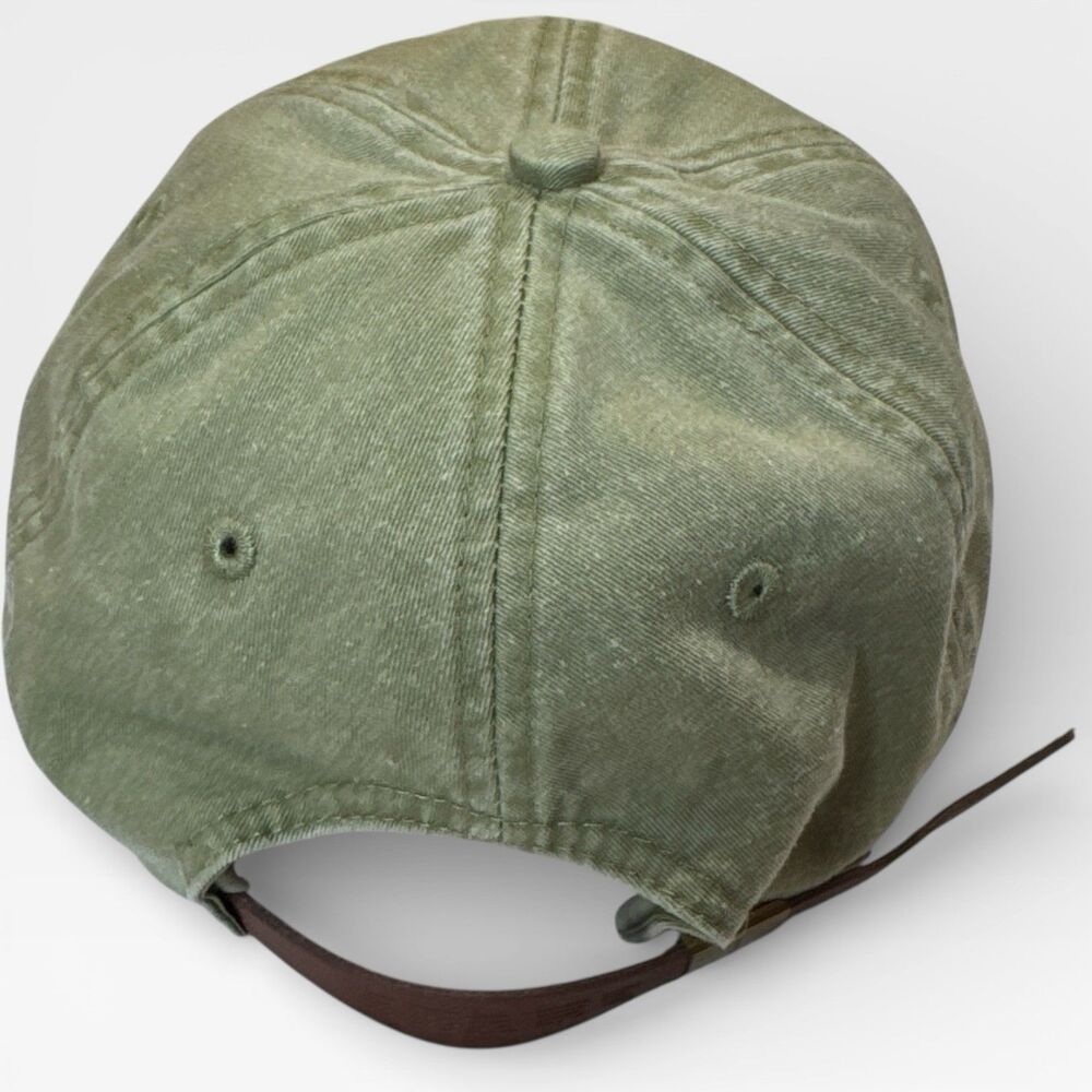 Jekyll Island Georgia NWOT Olive Green Strapback Hat Adams Leather Strap Dad Cap - Picture 3 of 10